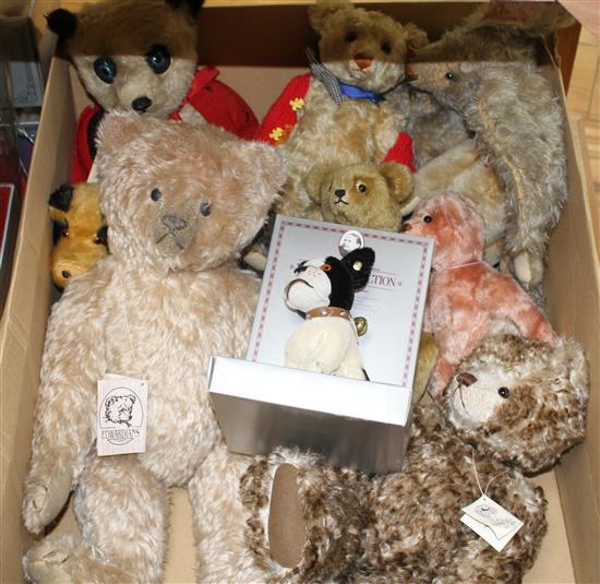 A Steiff Hello 2000 Goodbye 1999 twin bear set, with original numbered box, and four other Steiff bears